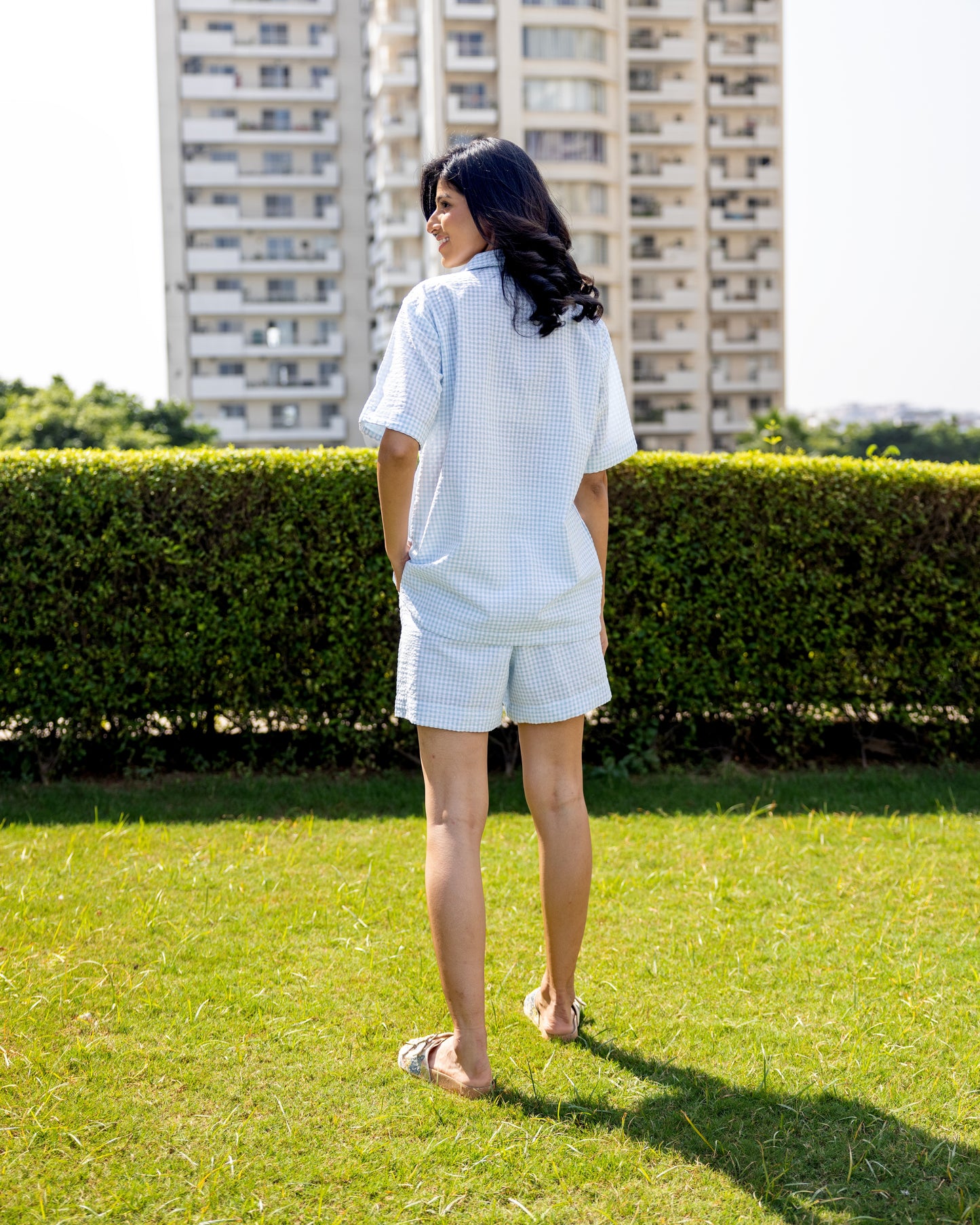 Sky Gingham Lounge Co-ord-set