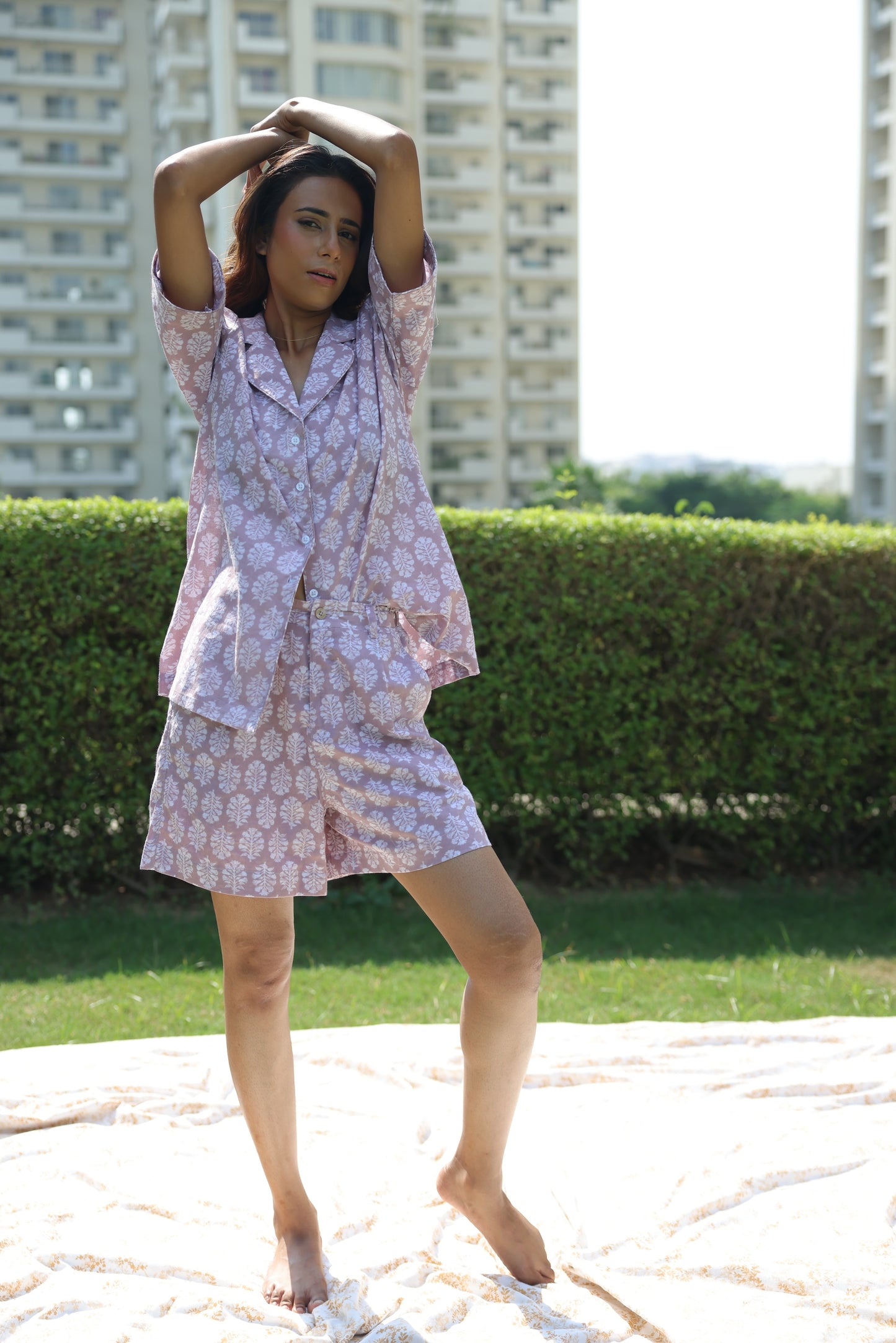 Blush Block Printed Loung Co-ord-Set