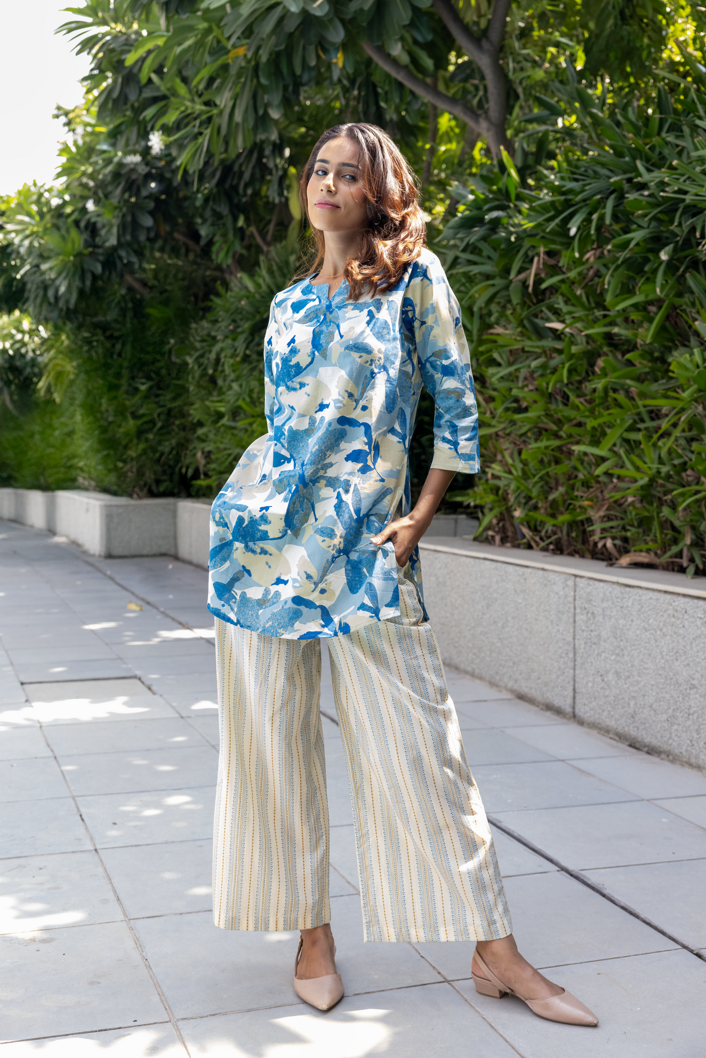 Azure Botanical Printed Kurta Set