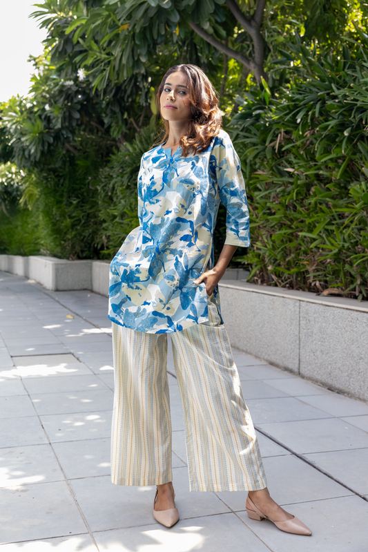 Azure Botanical Printed Kurta Set